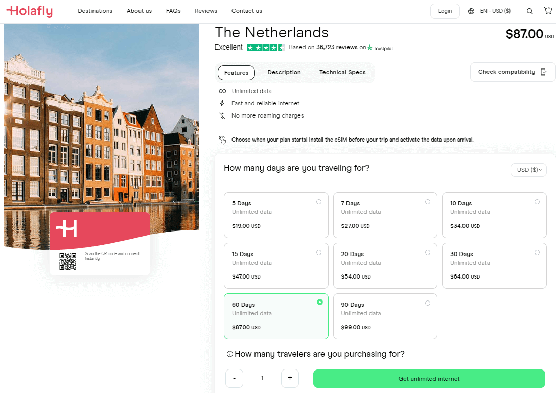 Holafly Netherlands  Esim Plans