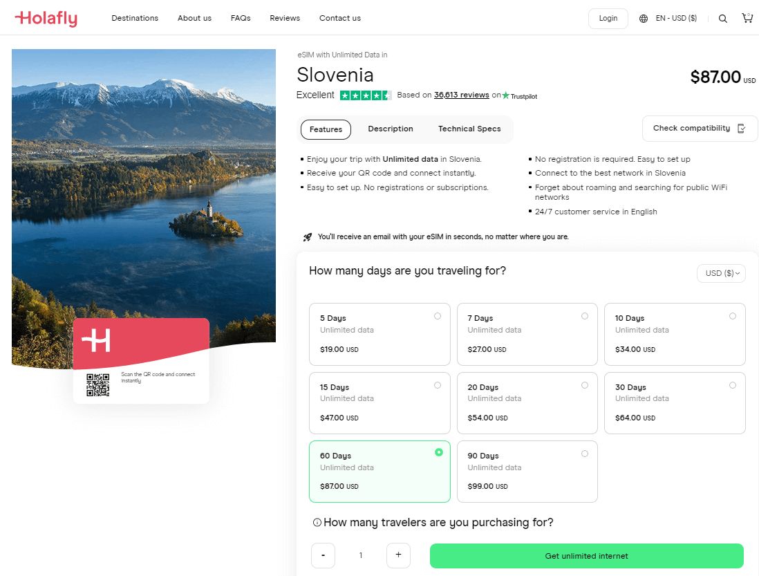 Holafly Slovenia Esim Plans