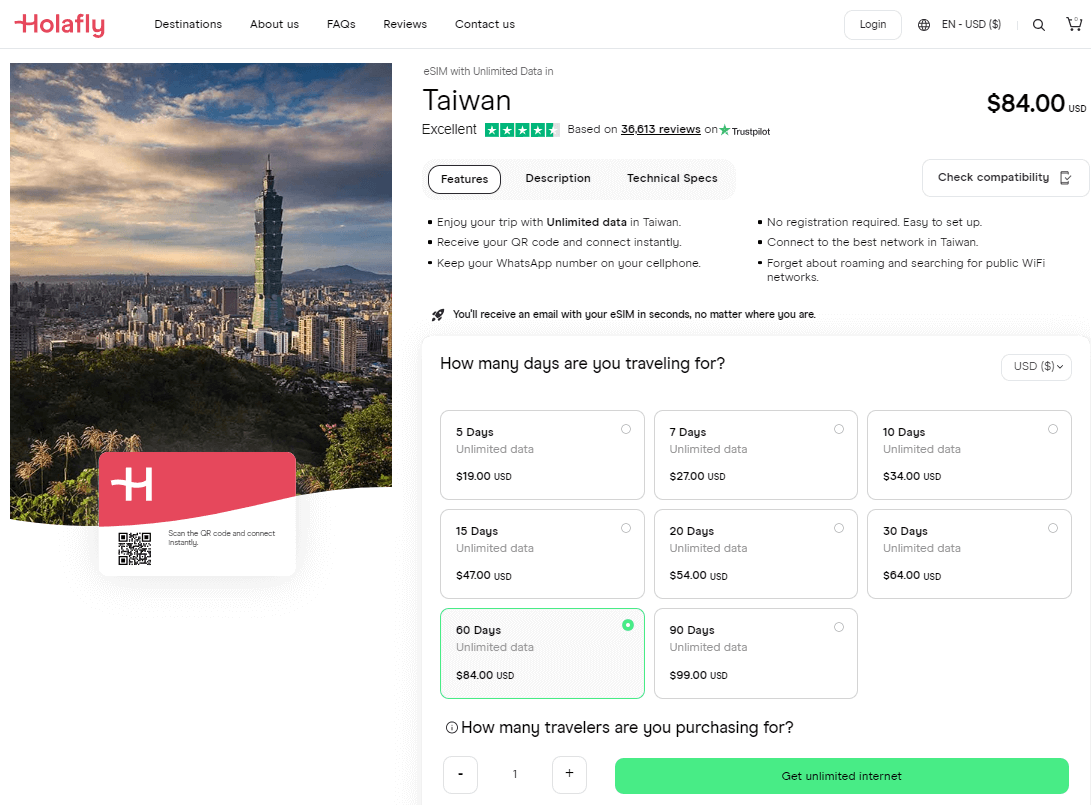 Holafly 台灣 eSIM 計劃