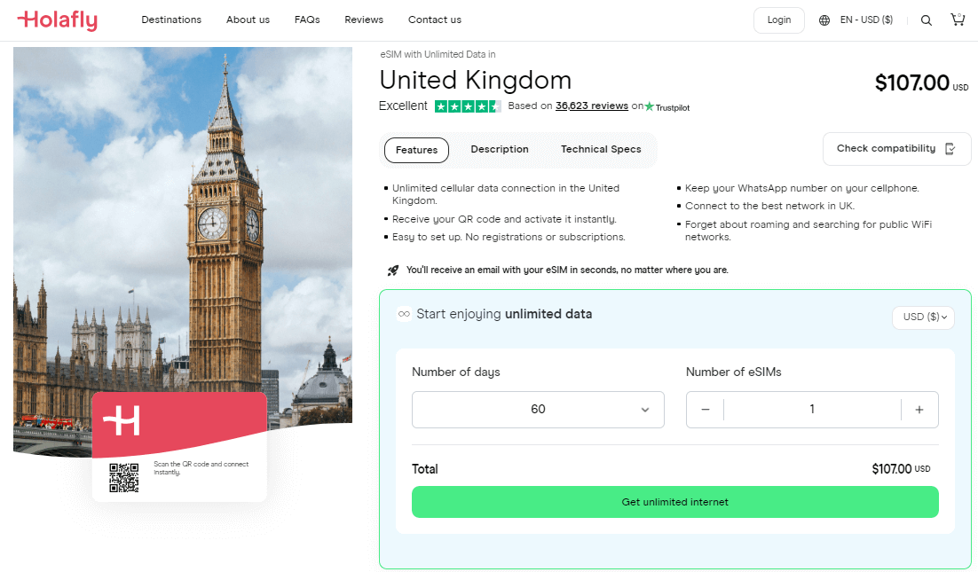Holafly United Kingdom Esim Plans