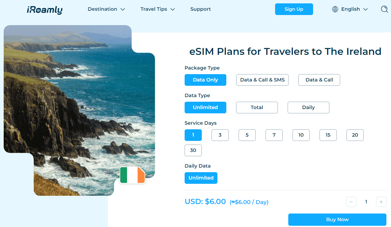 iRoamly Ireland  Esim Plans
