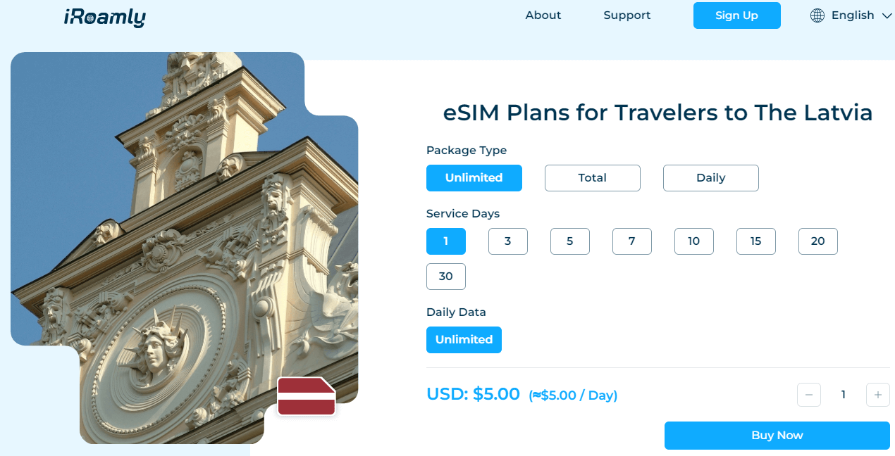 iRoamly Latvia  Esim Plans