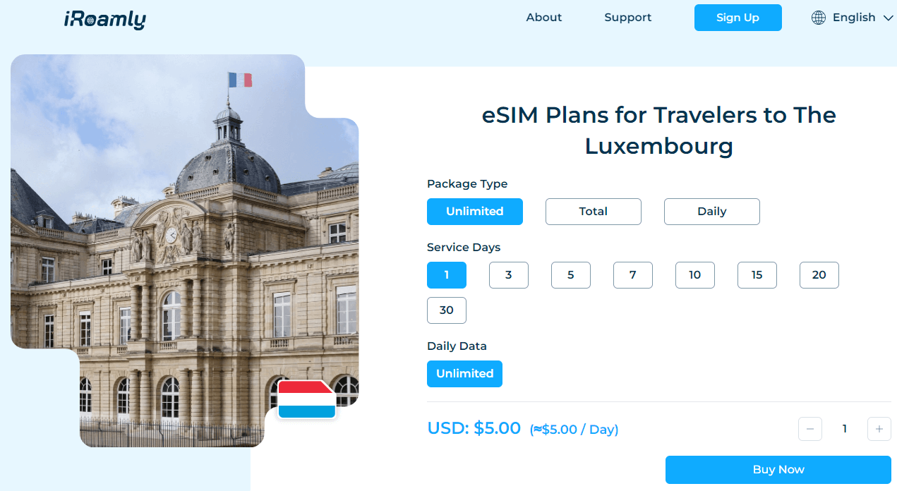 iRoamly Luxembourg  Esim Plans