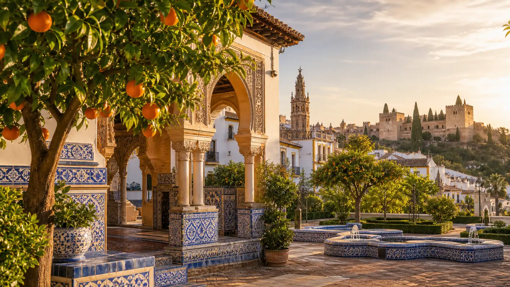 Andalusian courtyard and historic city architecture in Spain Andalusian courtyard and historic city architecture in Spain