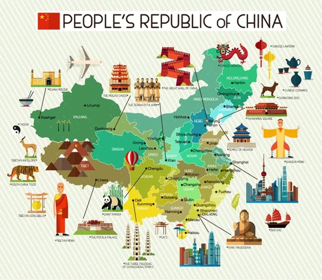Mapa de Turismo das Províncias da China