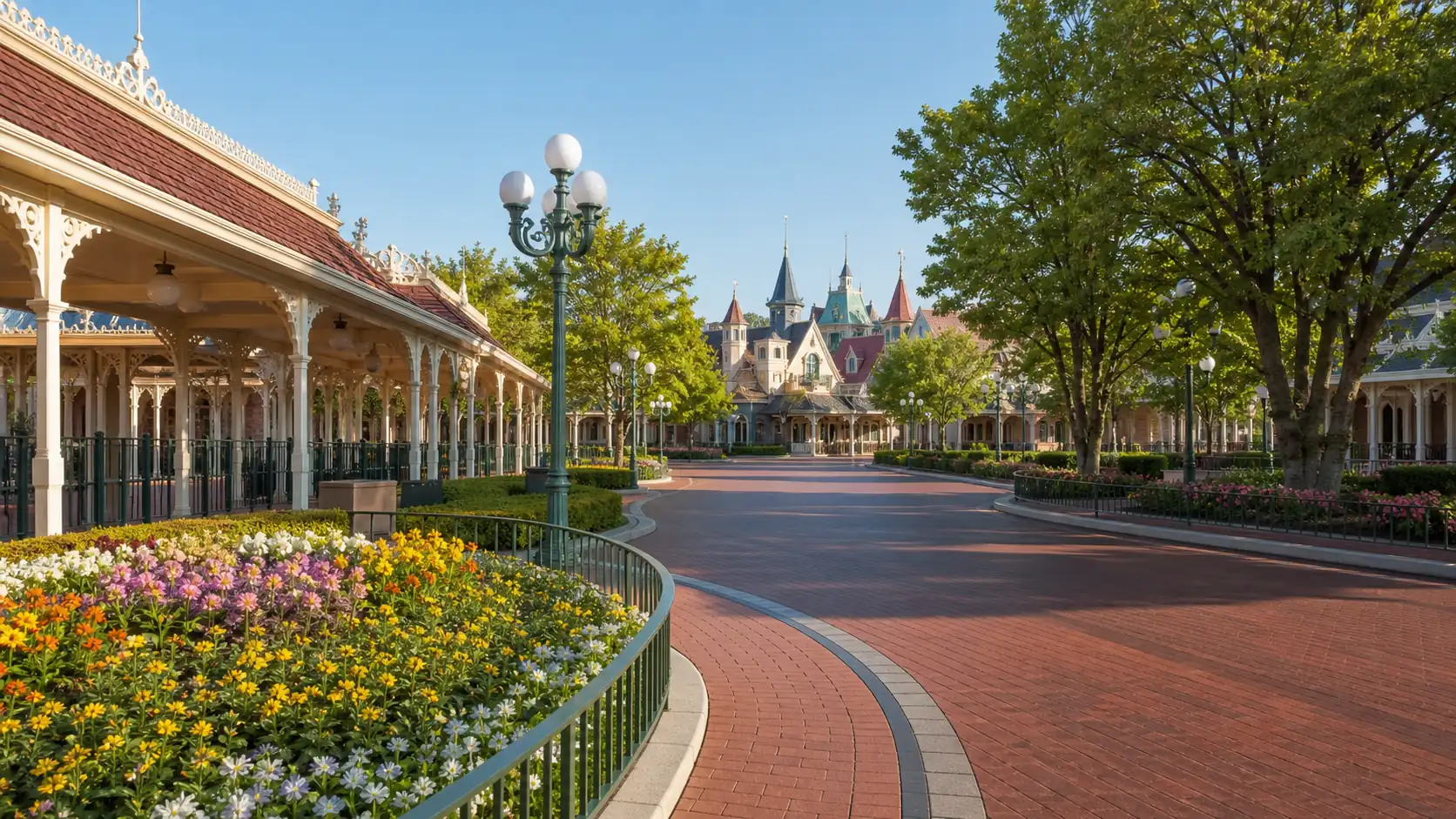 Quiet no-people theme park boulevard for Disney Japan planning Quiet no-people theme park boulevard for Disney Japan planning