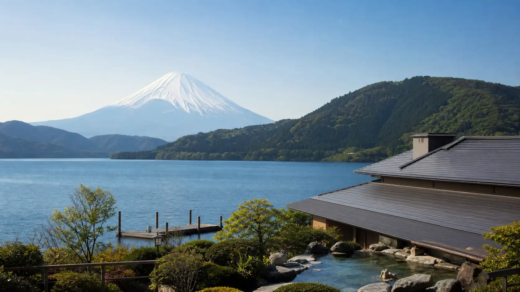 Mount Fuji and Lake Ashi view near Hakone Mount Fuji and Lake Ashi view near Hakone