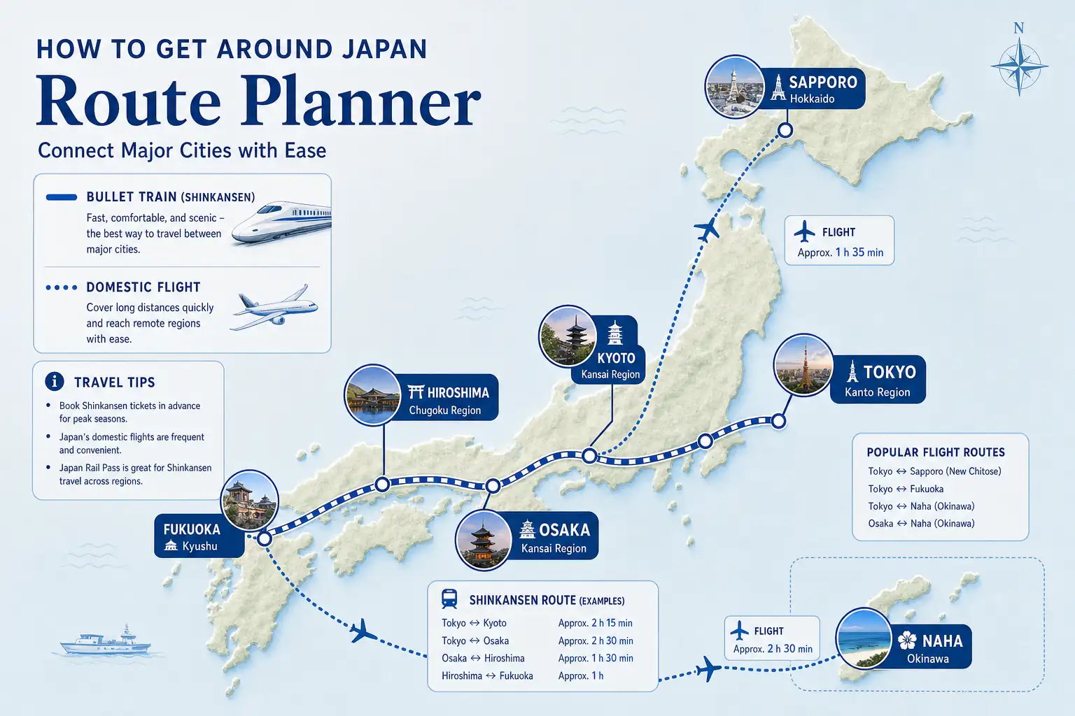Japan route planning visual connecting major cities by train and flight Japan route planning visual connecting major cities by train and flight