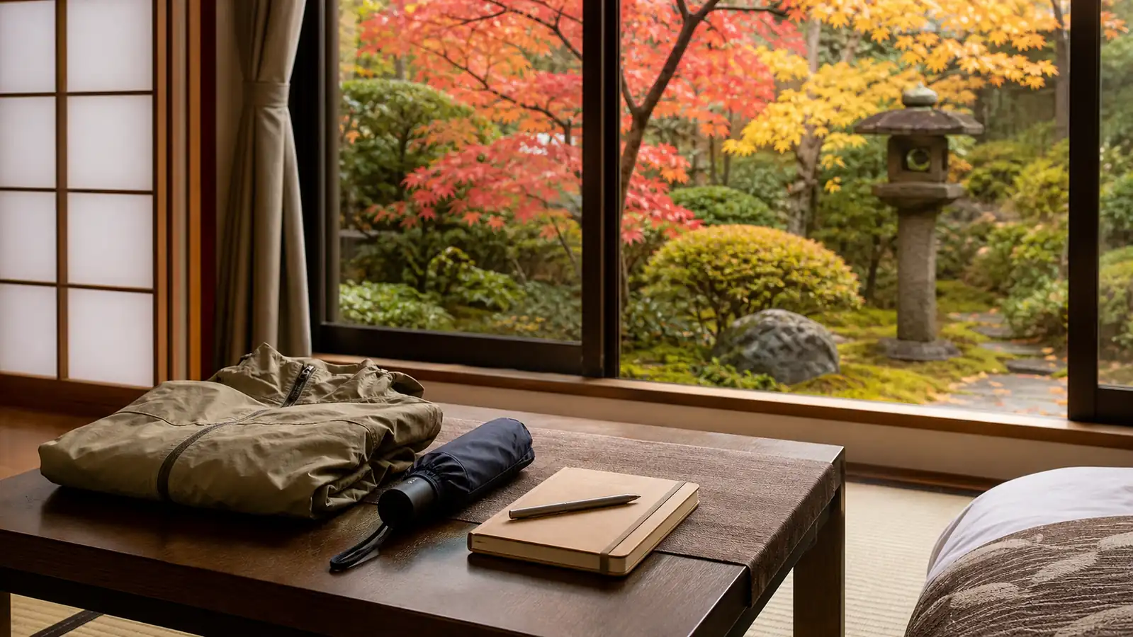 Light jacket and umbrella packed for Japan in October Light jacket and umbrella packed for Japan in October