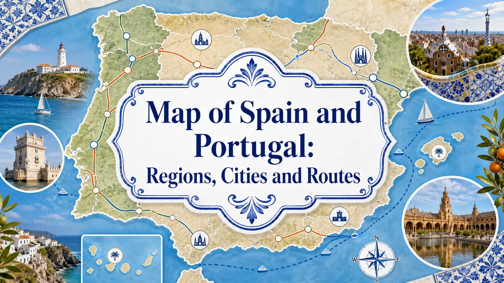 Map of Spain and Portugal: Regions, Cities and Routes cover image Map of Spain and Portugal: Regions, Cities and Routes cover image