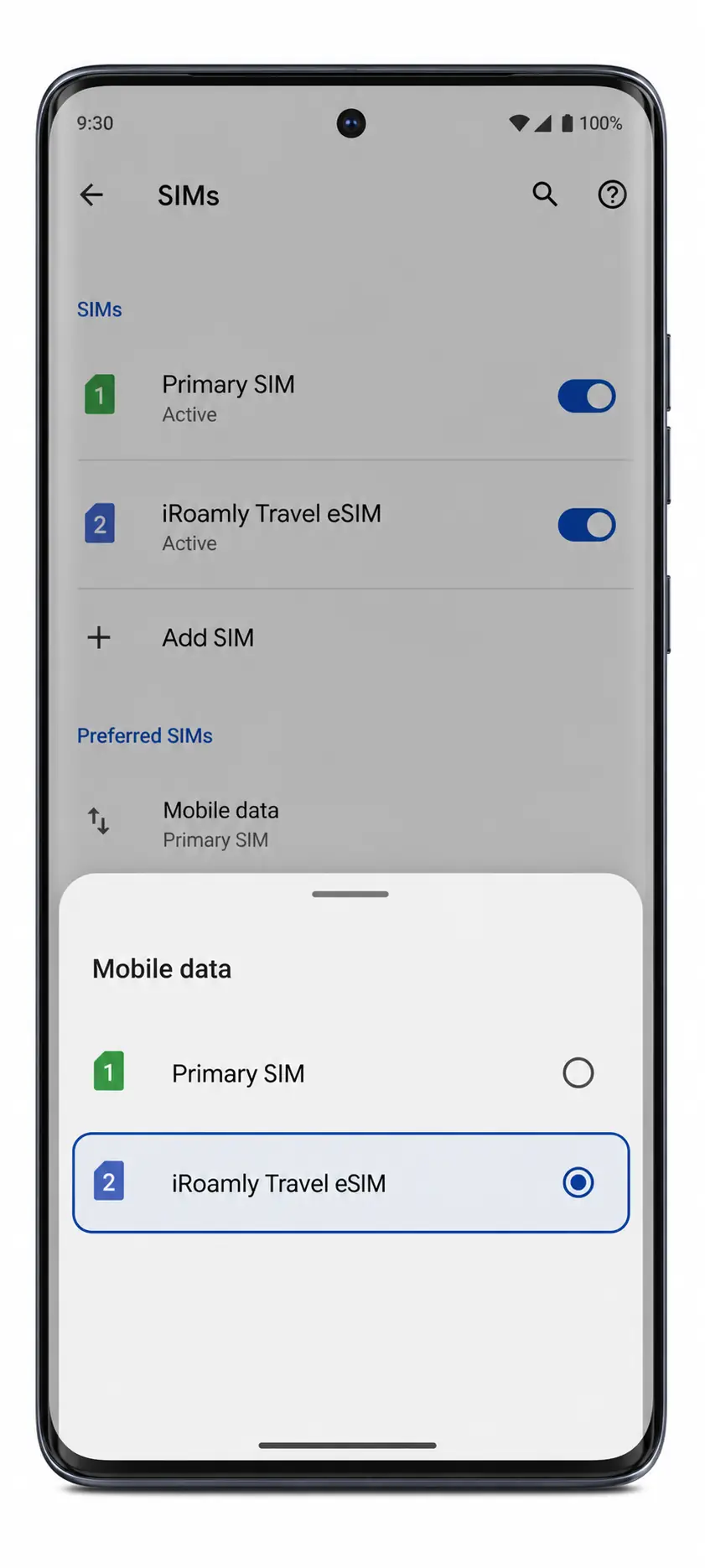 Motorola Edge 60 Step 10: Choose iRoamly for mobile data