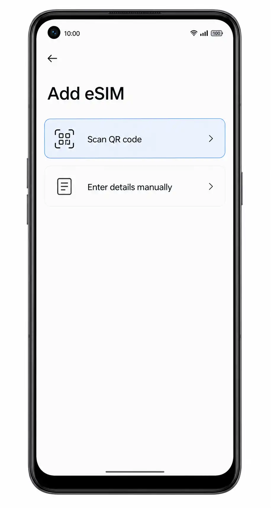 Oppo A55s 5G Step 4: Scan QR code highlighted