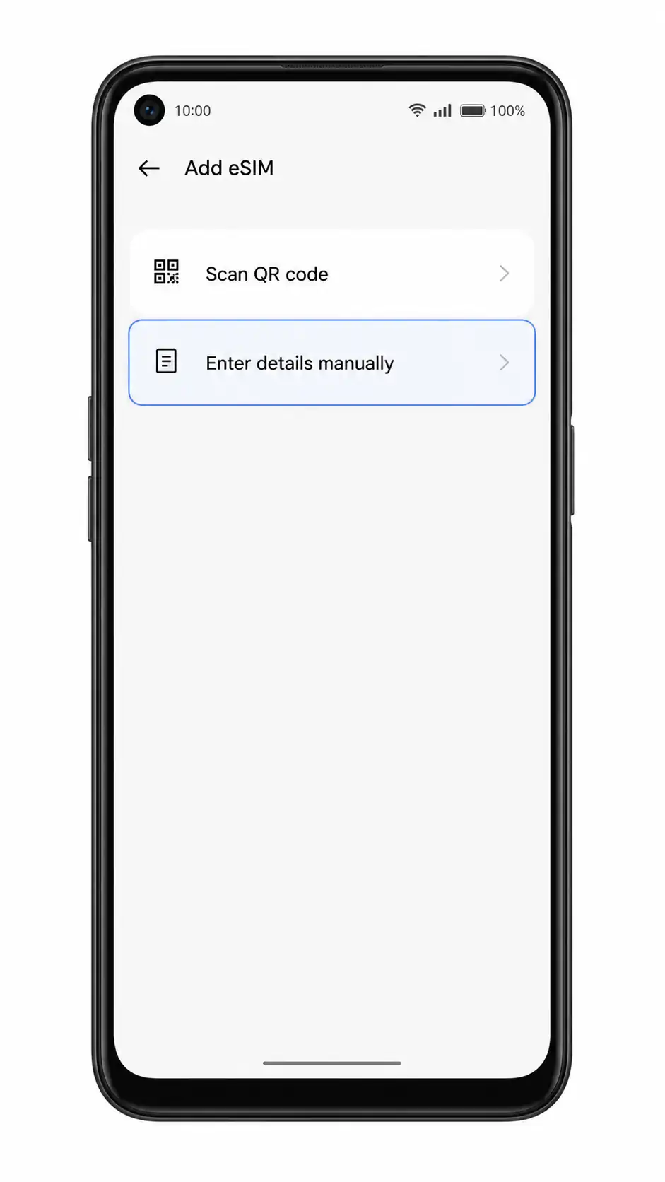 Oppo A55s 5G Step 7: Enter details manually highlighted