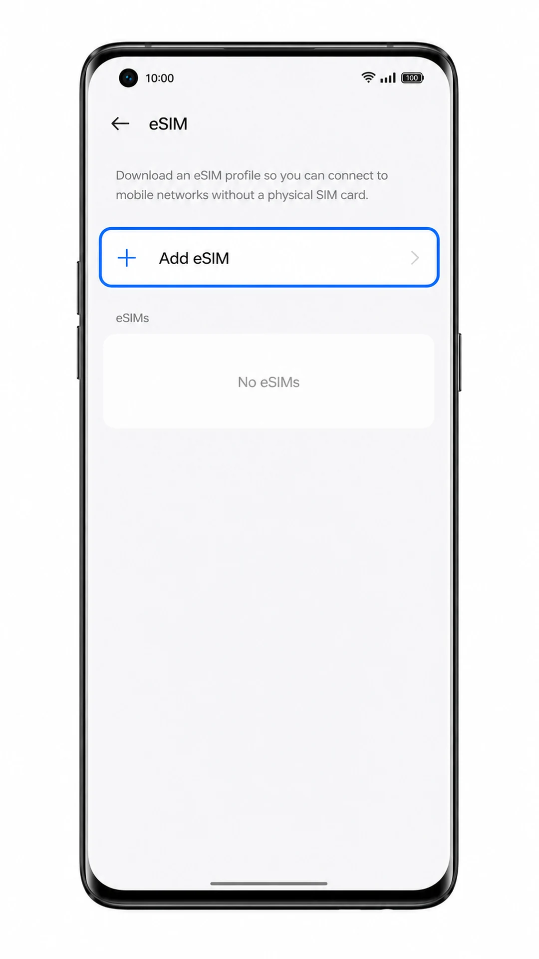 Oppo Find X5 eSIM screen highlighting Add eSIM for iRoamly installation