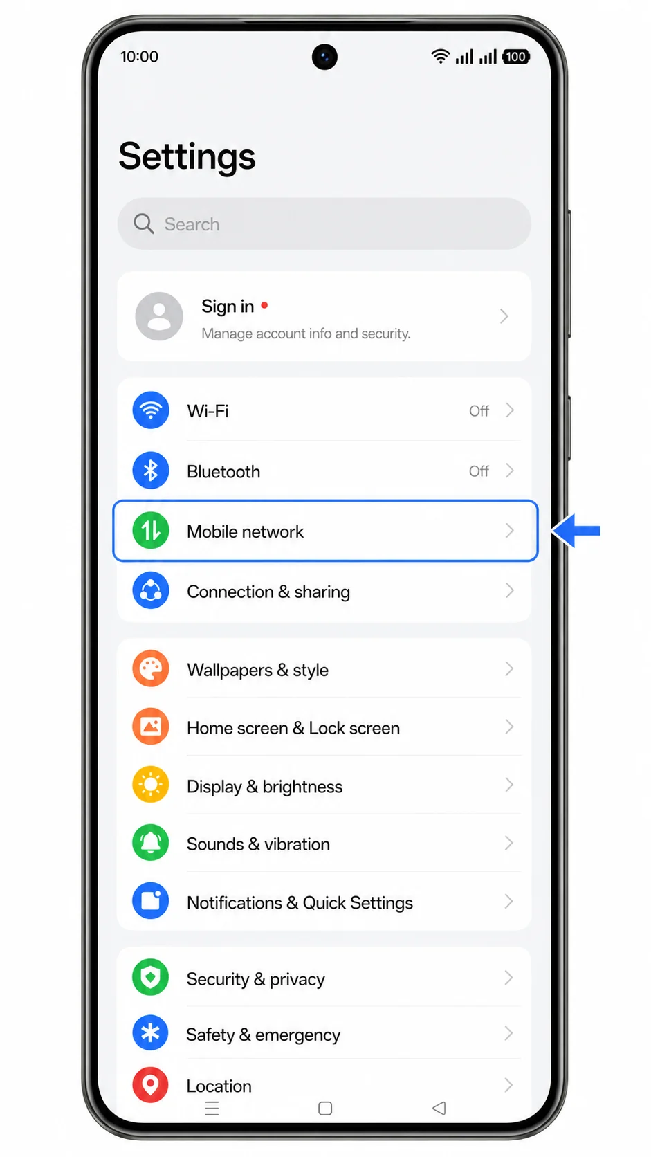 Oppo Reno 14 Pro Step 01: Settings Mobile network Oppo Reno 14 Pro Step 01: Settings Mobile network