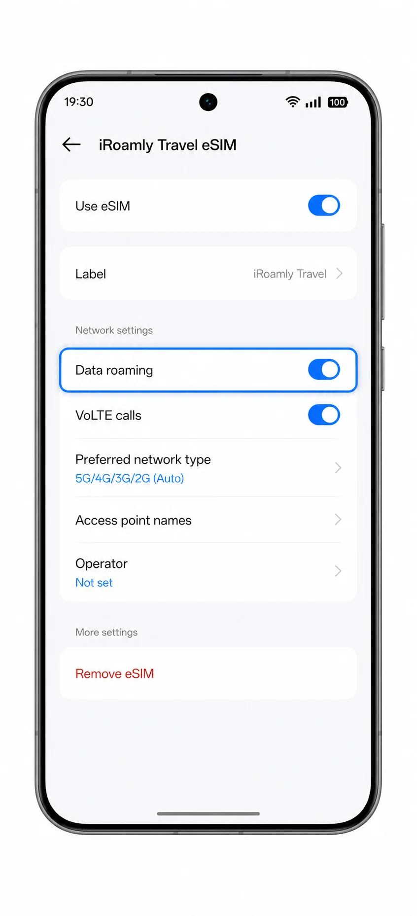 Oppo Reno 14 Pro Step 15: Data roaming on