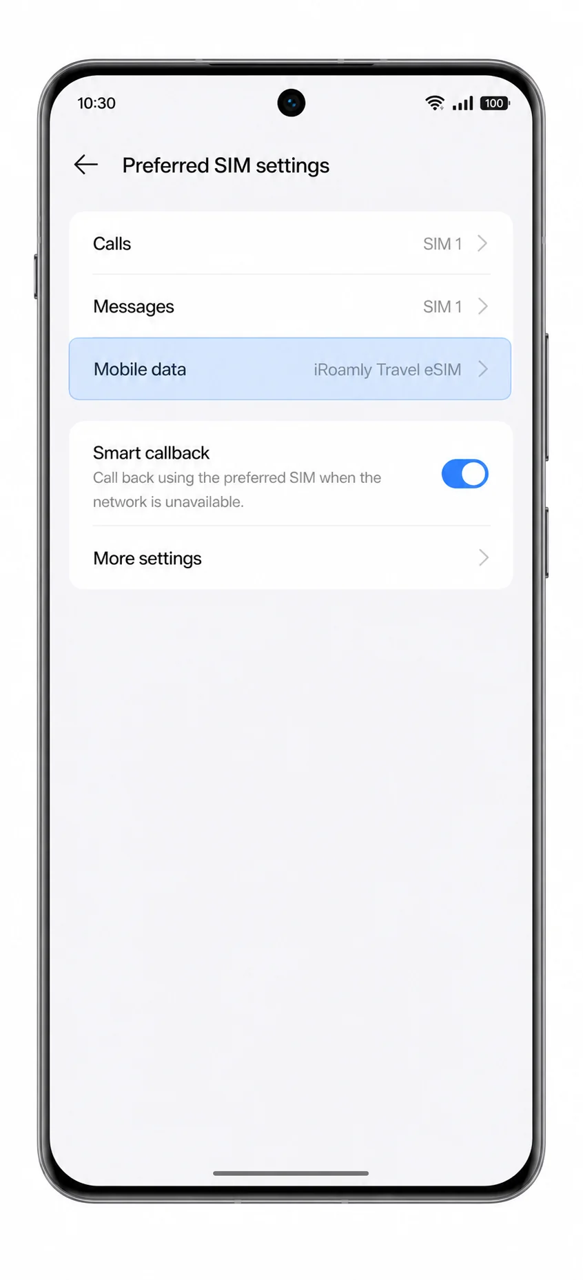 Oppo Reno 14 Pro Step 16: Preferred SIM settings