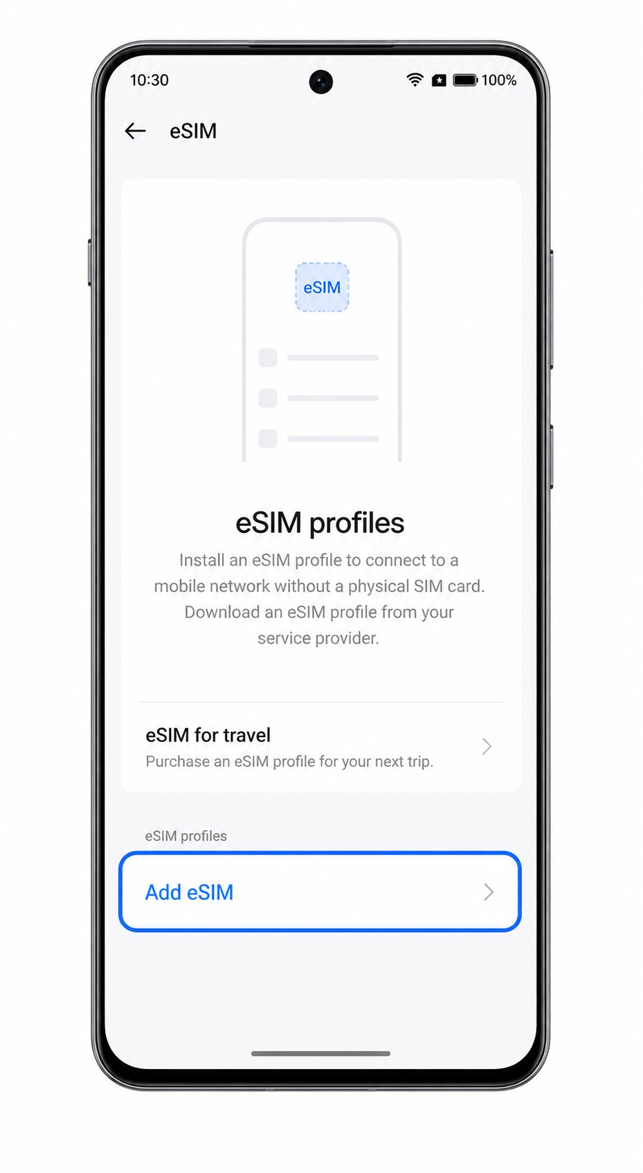 Oppo Reno 14 Step 3: eSIM page showing Add eSIM highlighted