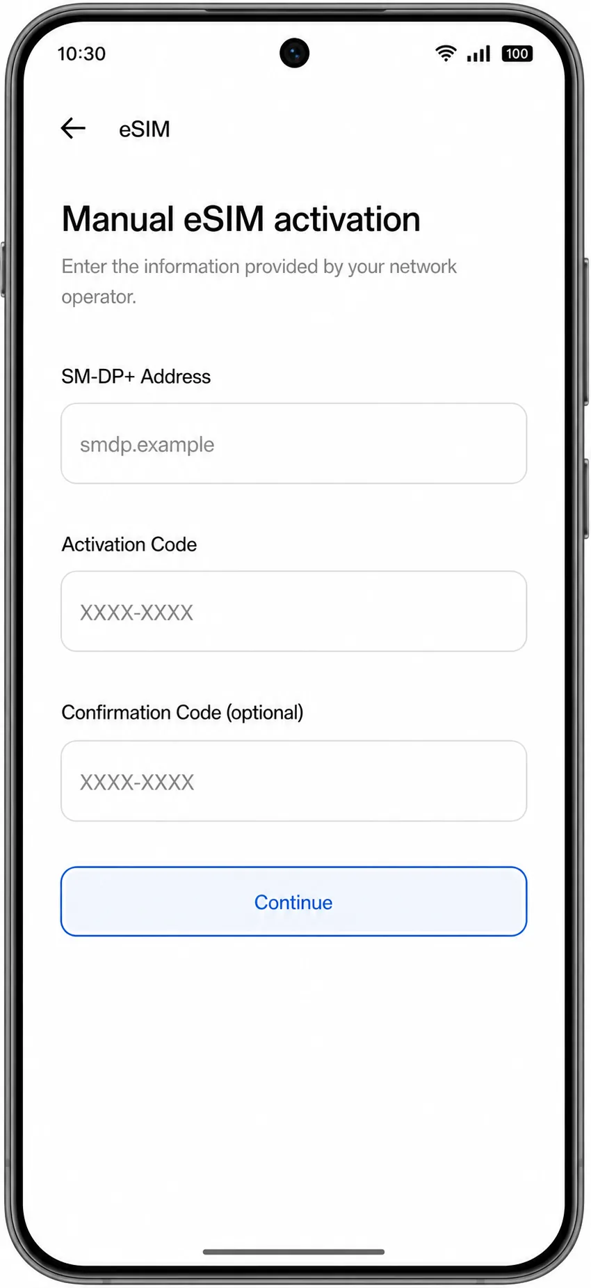 Oppo Reno 15 Pro Step 8: Manual eSIM fields