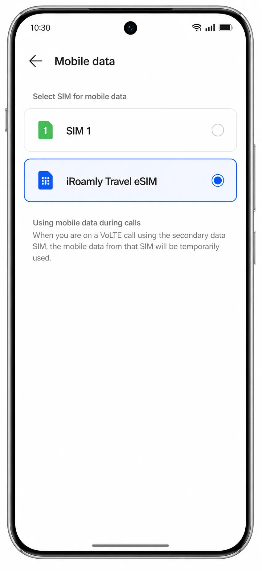 Oppo Reno 15 Pro Step 11: Mobile data selection