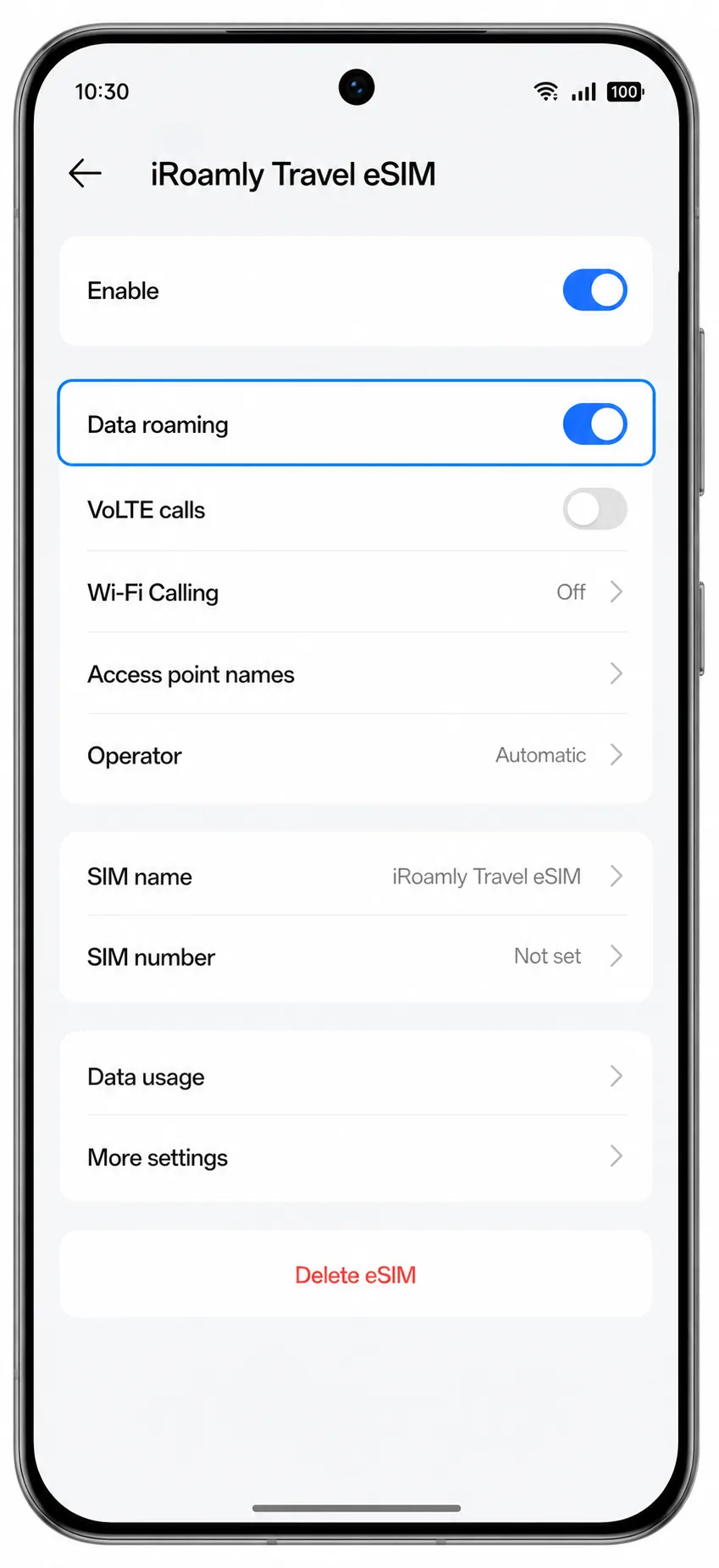 Oppo Reno 15 Pro Step 12: Data roaming enabled