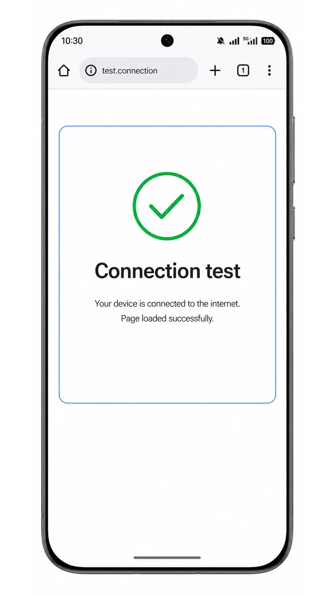 Oppo Reno 15 browser test screen showing mobile data connection check