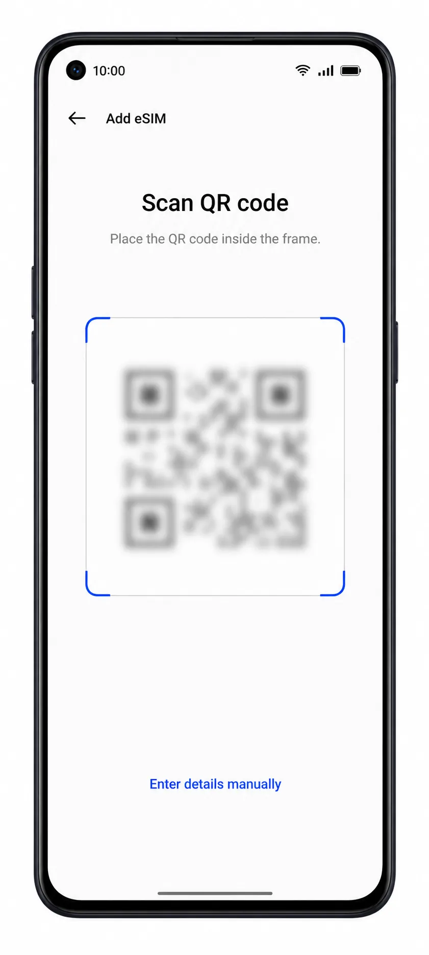 Oppo Reno 9A Step 05: Scan QR code screen for iRoamly eSIM