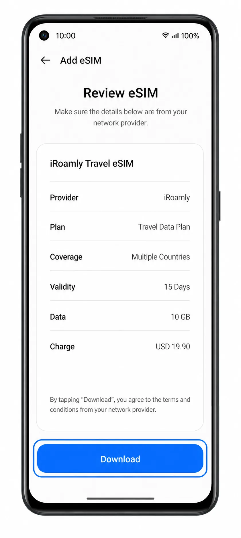Oppo Reno 9A Step 06: Download iRoamly eSIM profile