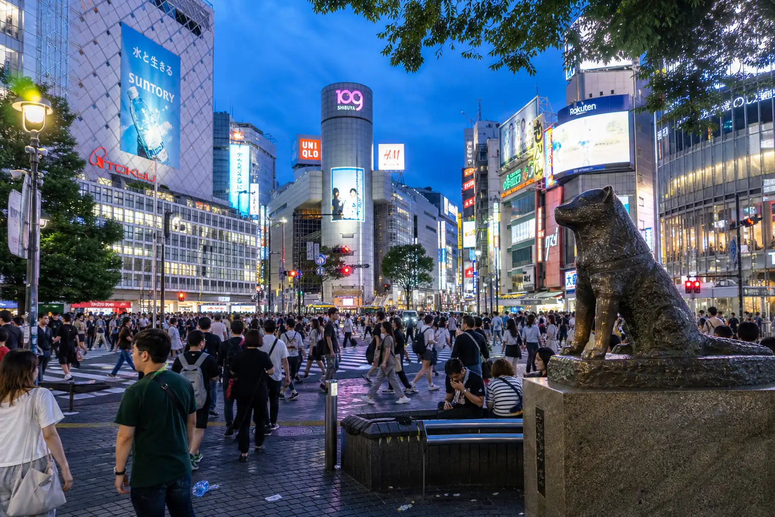 Shibuya Crossing and Hachiko area at street level in Tokyo Shibuya Crossing and Hachiko area at street level in Tokyo