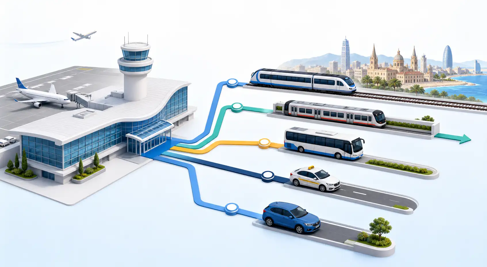 Train metro bus taxi and rental car airport transfers in Spain Train metro bus taxi and rental car airport transfers in Spain
