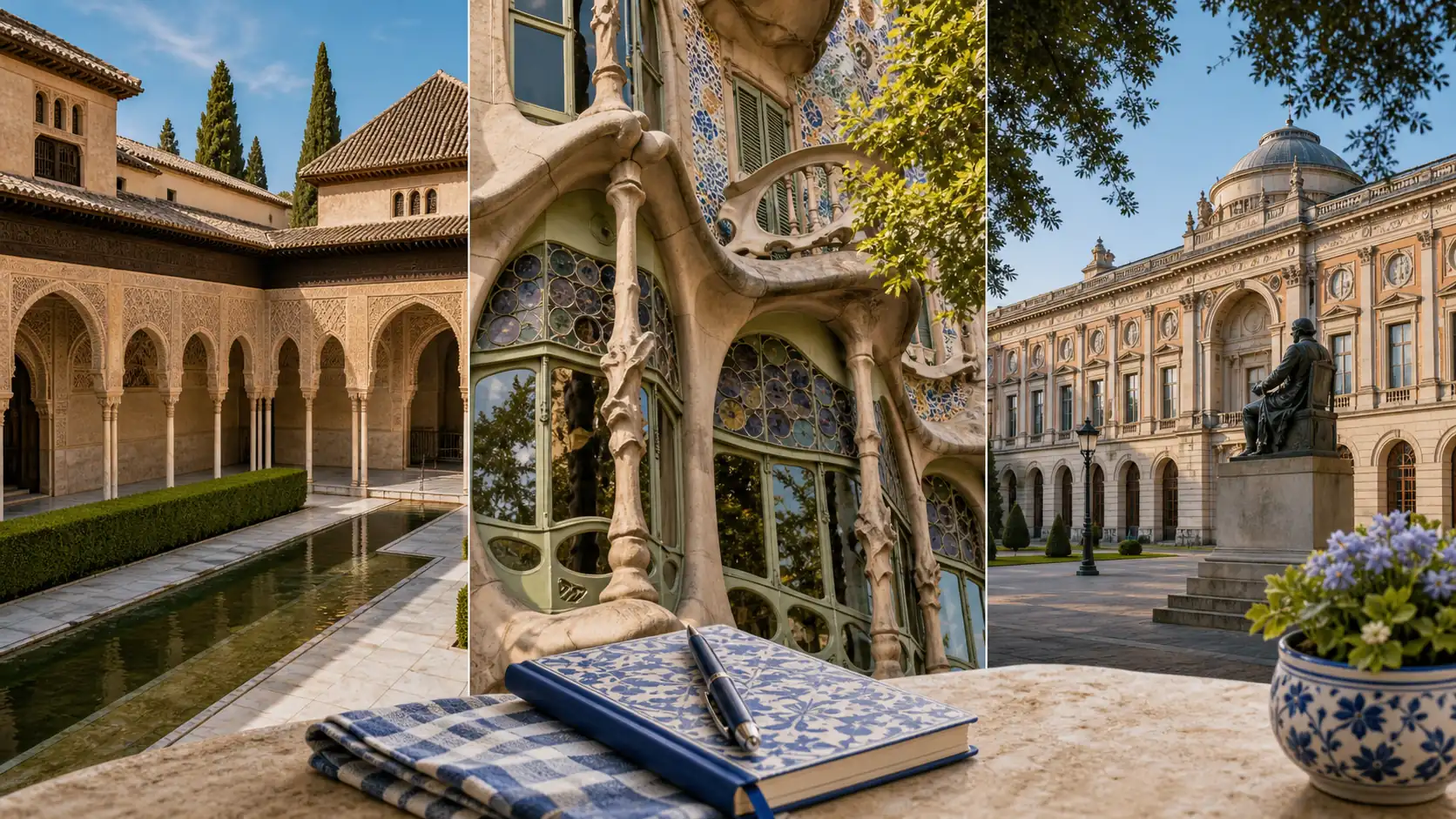 Spanish architecture and historic courtyard travel scene Spanische Architektur und ein historischer Innenhof als Reiseszene