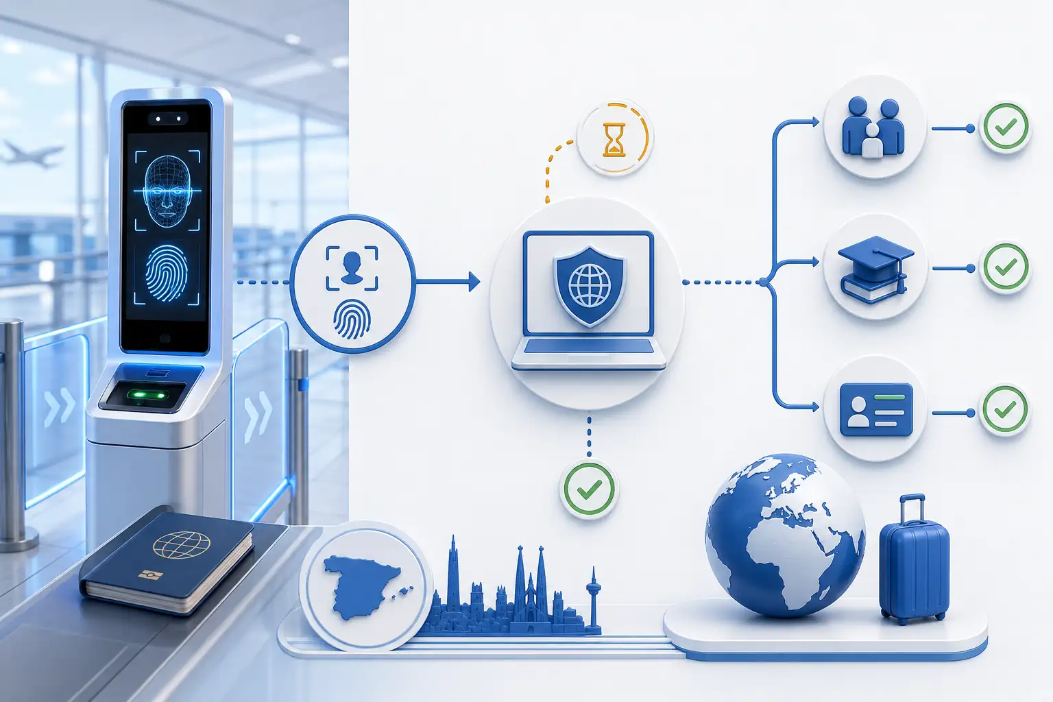 Airport biometric gate, future travel authorization, and special traveler pathways Airport biometric gate, future travel authorization, and special traveler pathways