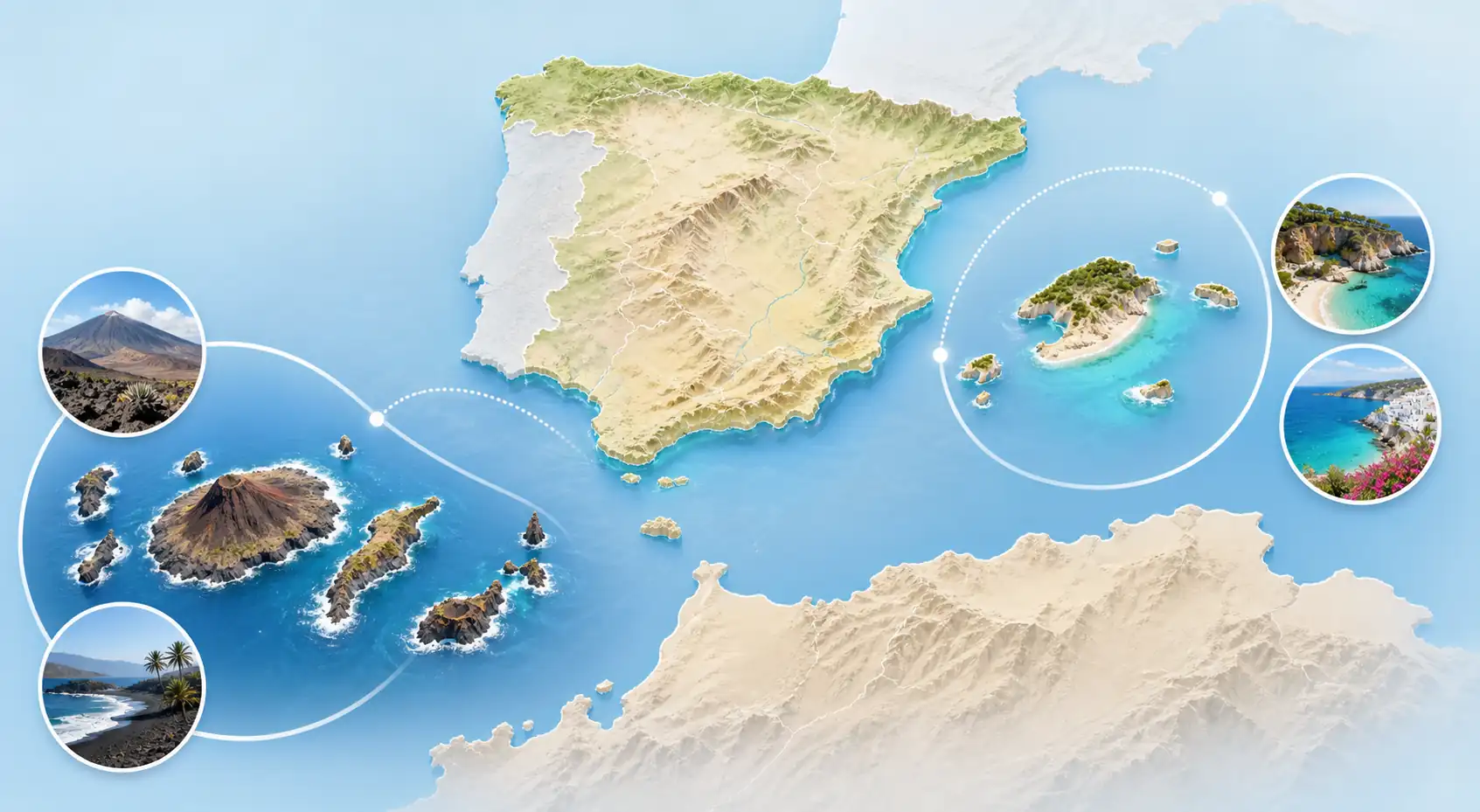 Map comparison of Spain's Balearic and Canary Islands Map comparison of Spain's Balearic and Canary Islands
