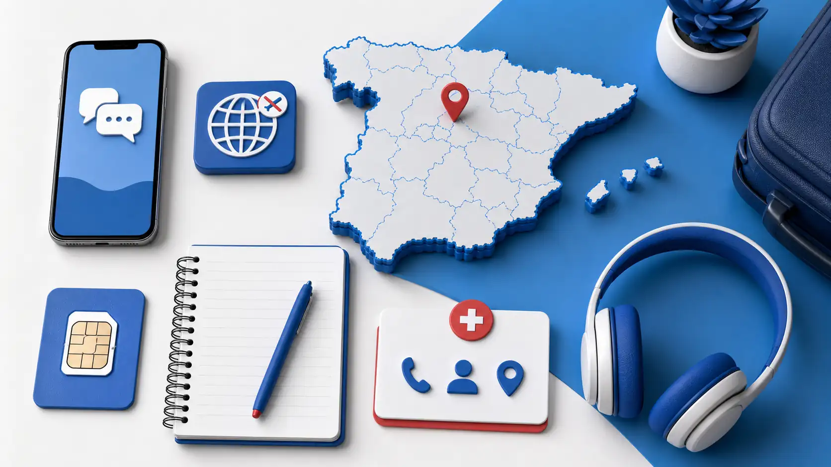 Smartphone eSIM notebook and translation tools for travel in Spain Smartphone eSIM notebook and translation tools for travel in Spain