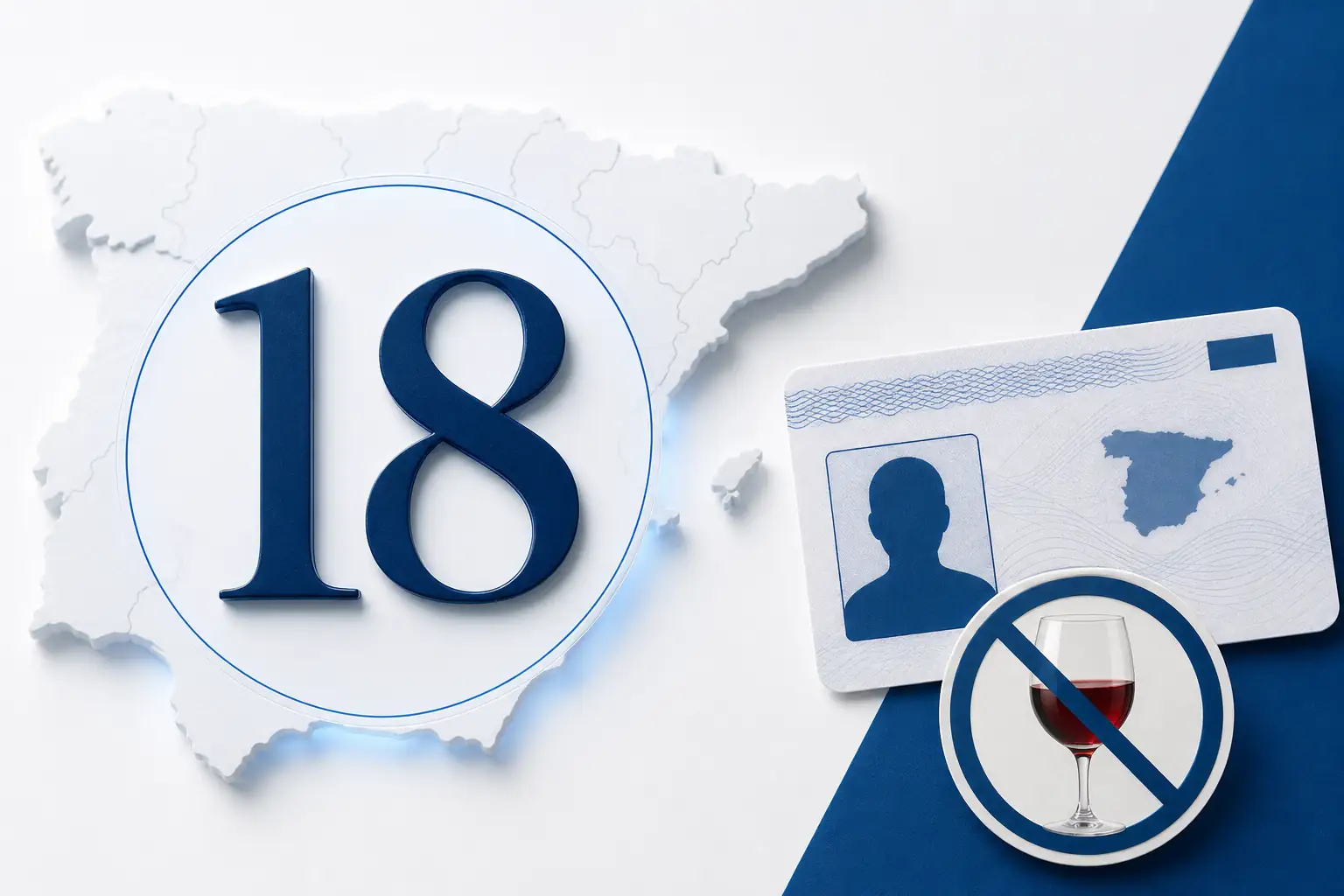 Spain legal drinking age 18 graphic with map and identification card Spain legal drinking age 18 graphic with map and identification card