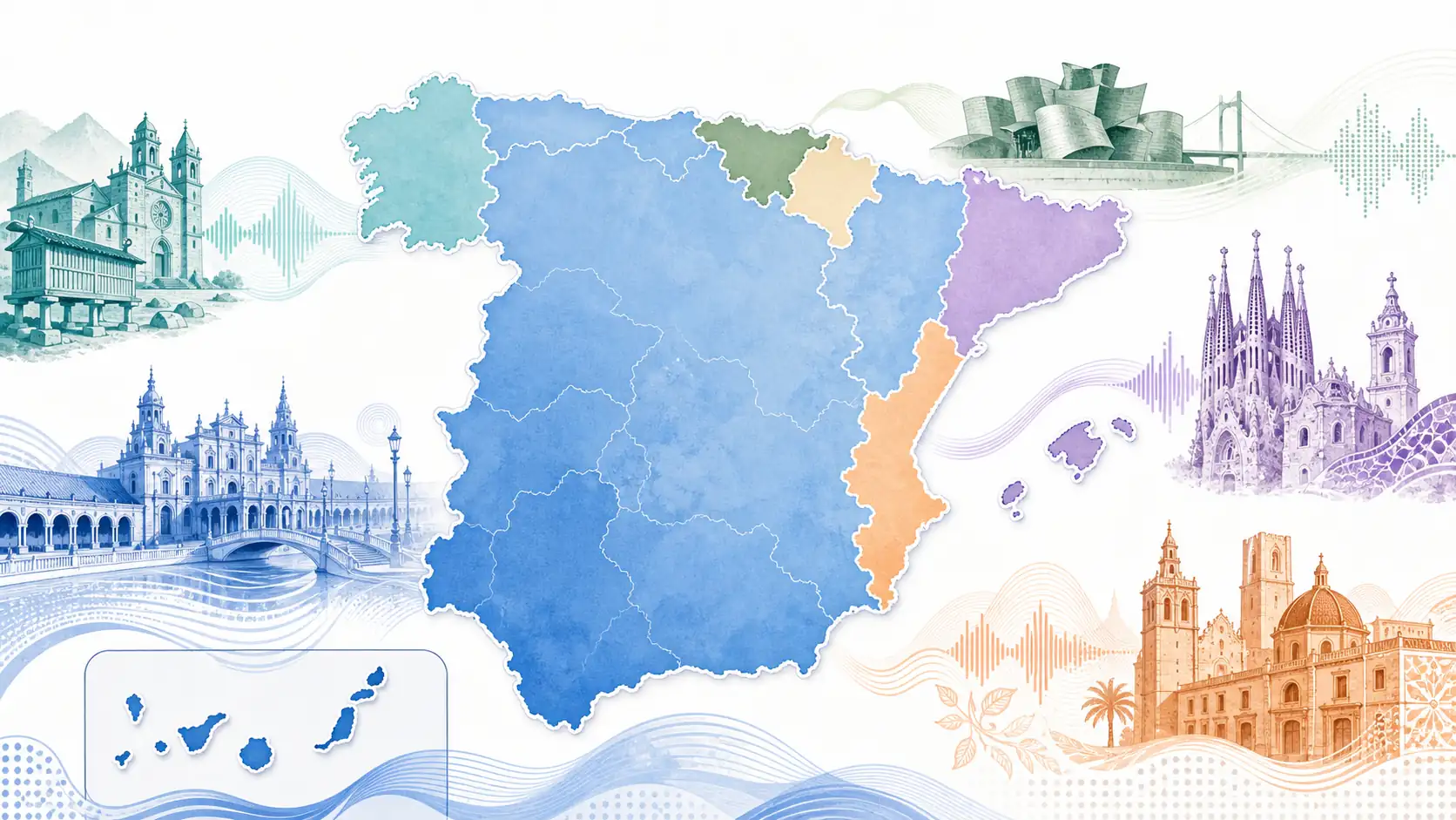 Map illustrating the linguistic regions of Spain Map illustrating the linguistic regions of Spain