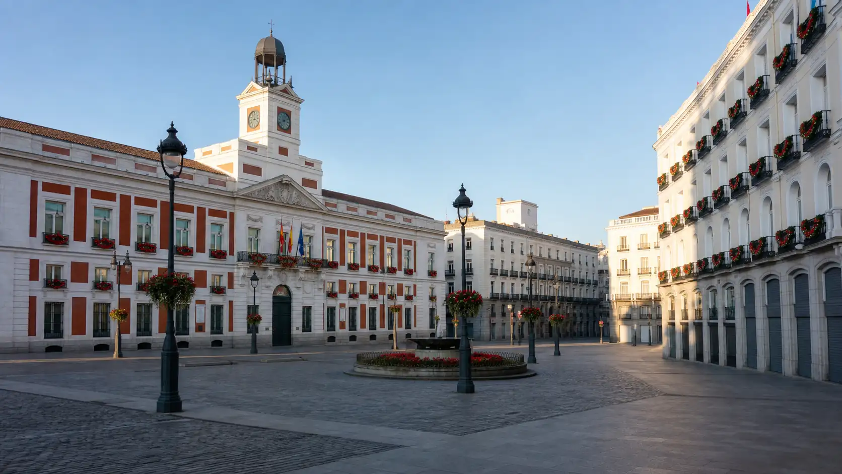Quiet Spanish city square during a nationwide public holiday Quiet Spanish city square during a nationwide public holiday