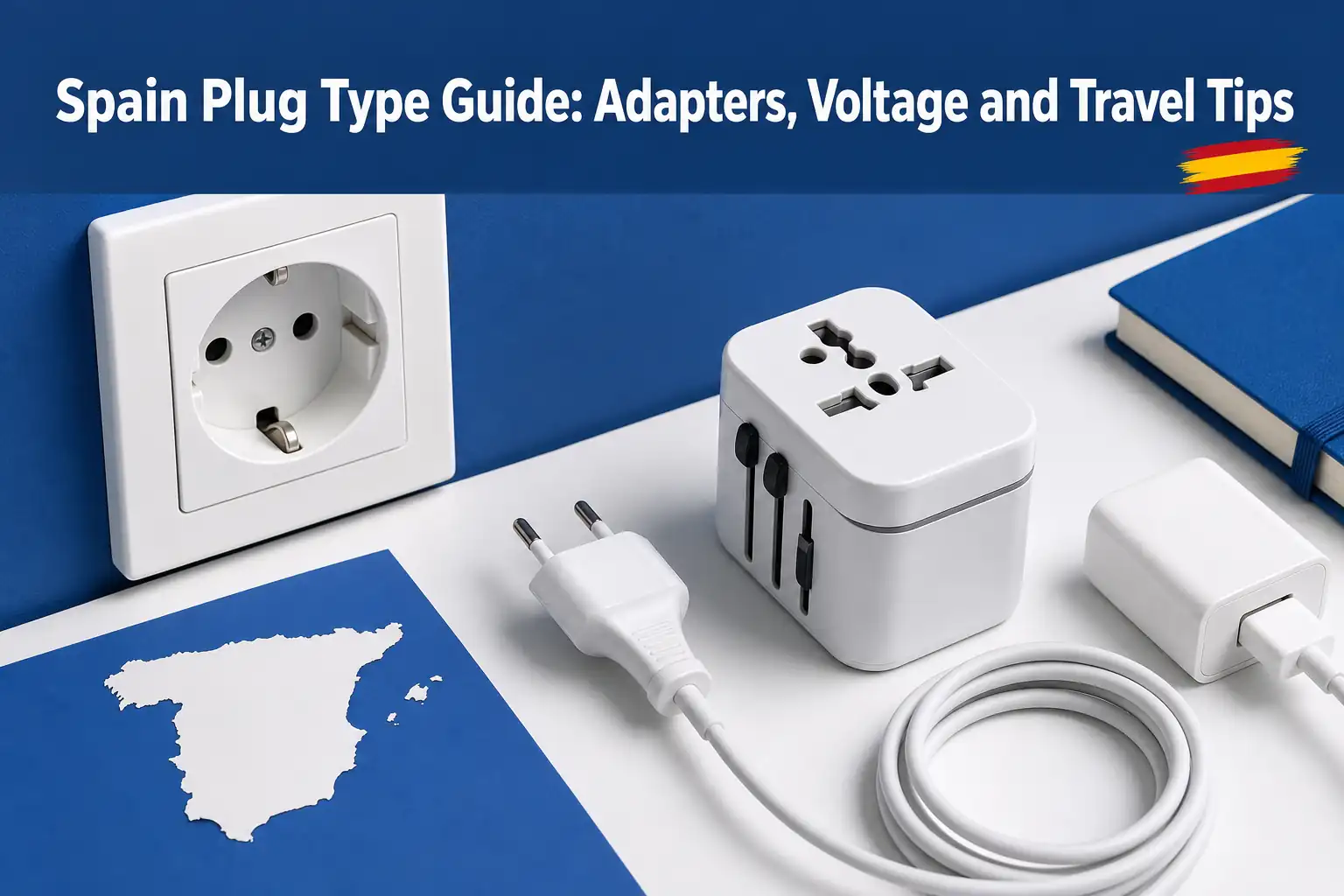 Spain plug type adapters voltage and travel tips cover Spain plug type adapters voltage and travel tips cover