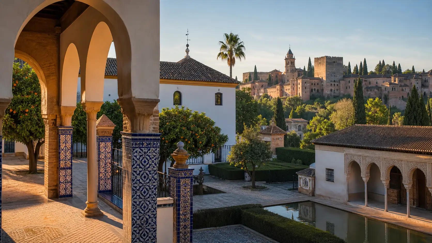 Seville and Granada Andalusia architecture with courtyards and palace details Seville and Granada Andalusia architecture with courtyards and palace details