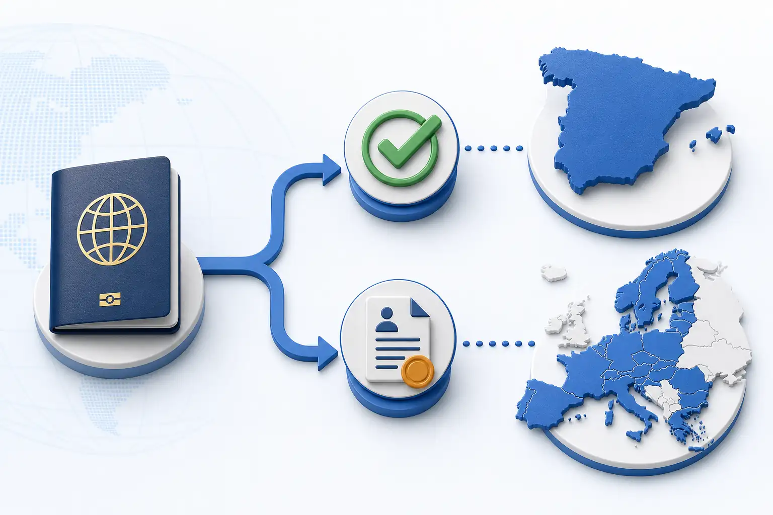 Decision path from a passport to visa-free or visa-required travel to Spain Decision path from a passport to visa-free or visa-required travel to Spain