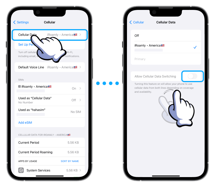 Passos do iOS para Desativar a Alternância de Dados Celulares