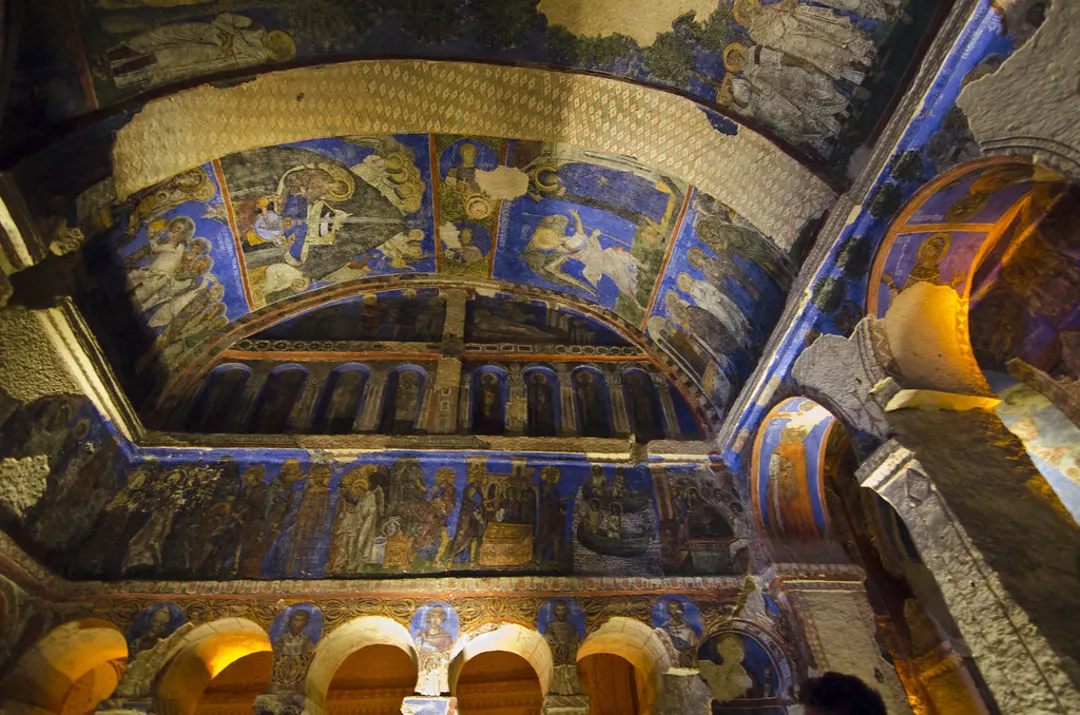 Blue-toned fresco cycle inside Tokalı Church Blue-toned fresco cycle inside Tokalı Church