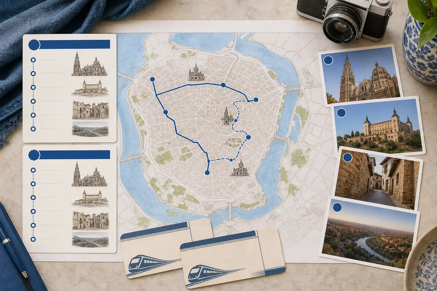 Map and planning cards for one-day and two-day Toledo itineraries Map and planning cards for one-day and two-day Toledo itineraries