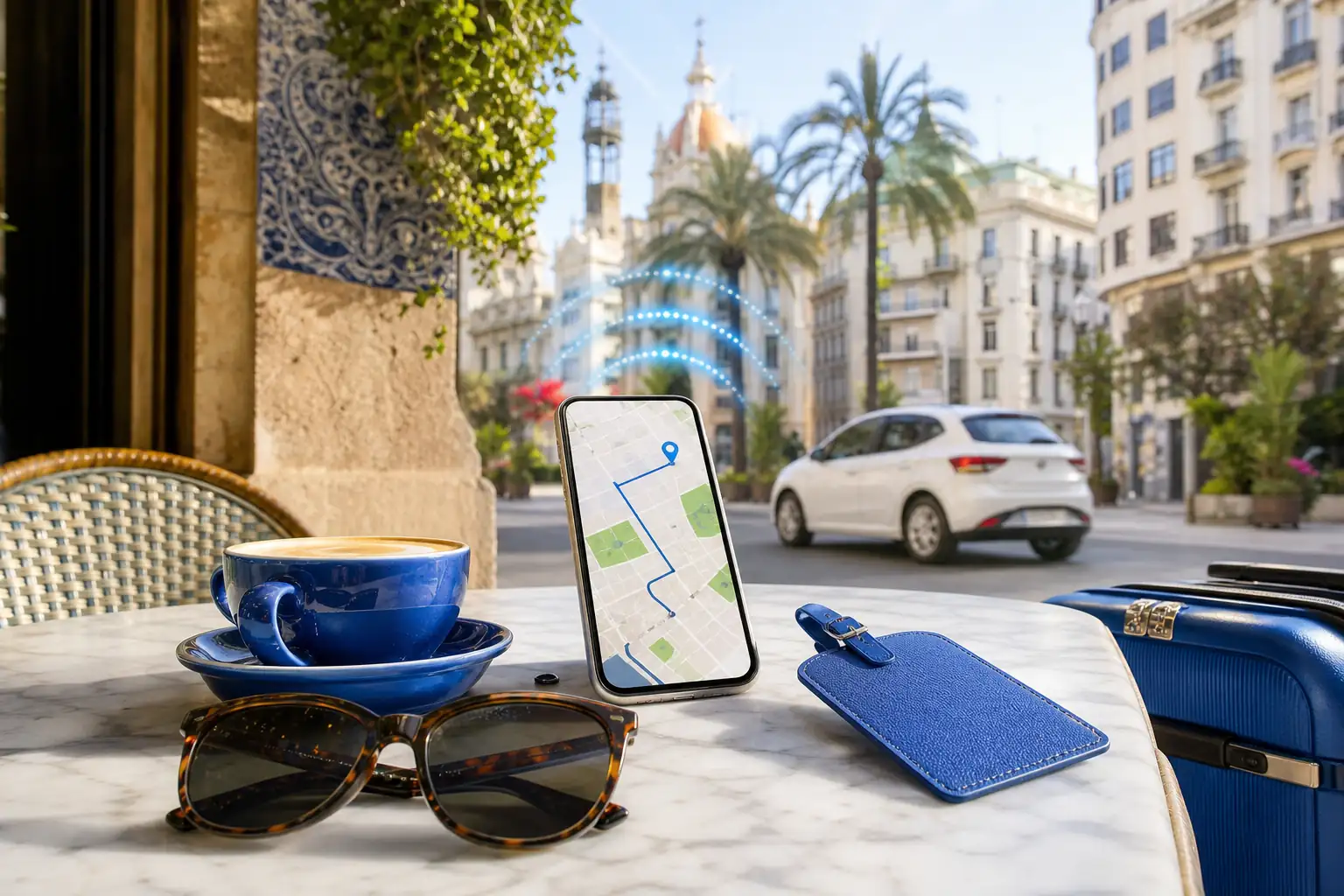 Phone map and travel essentials for using ride apps in Spain