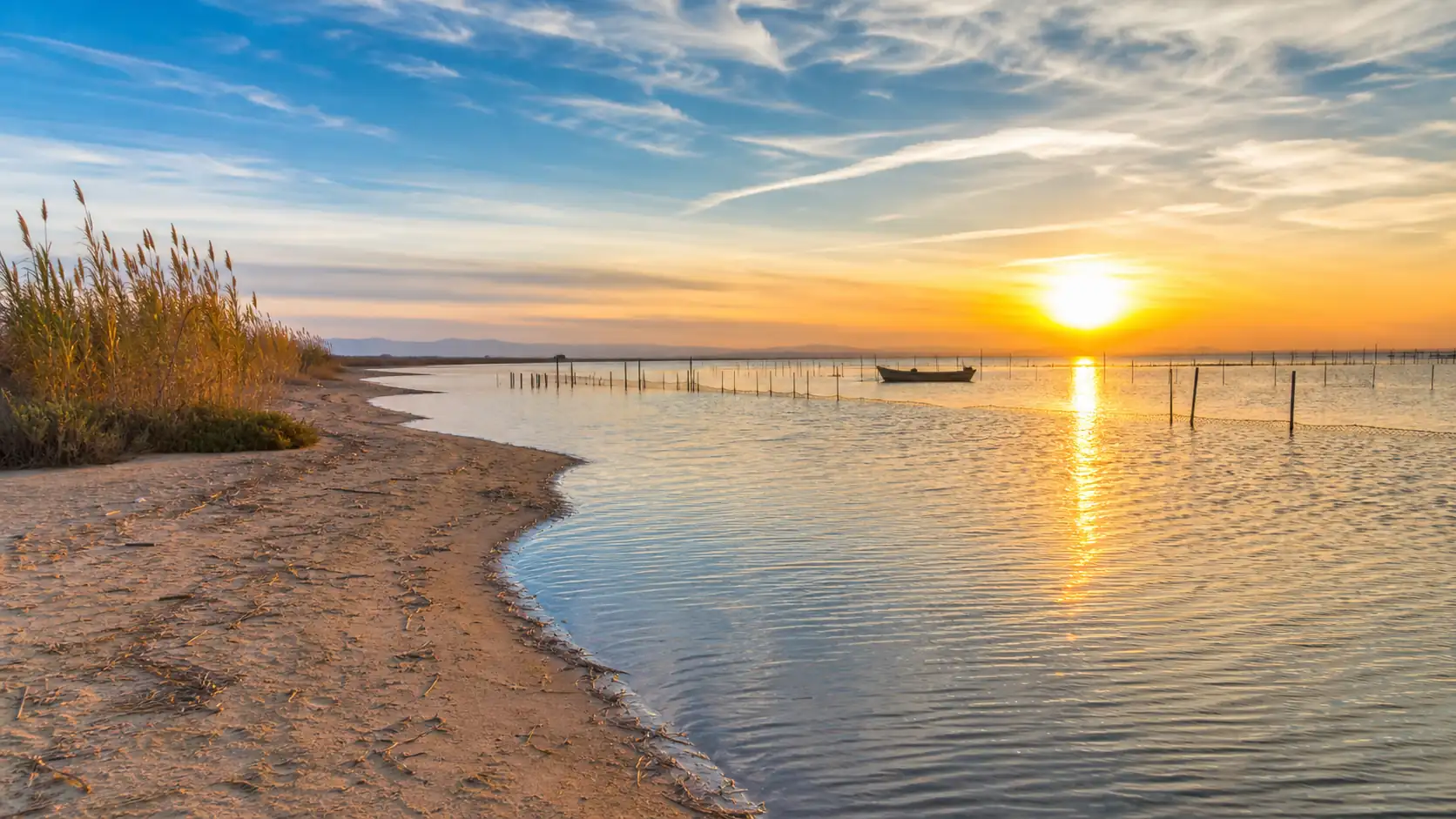 Valencia beach and Albufera sunset landscape Valencia beach and Albufera sunset landscape