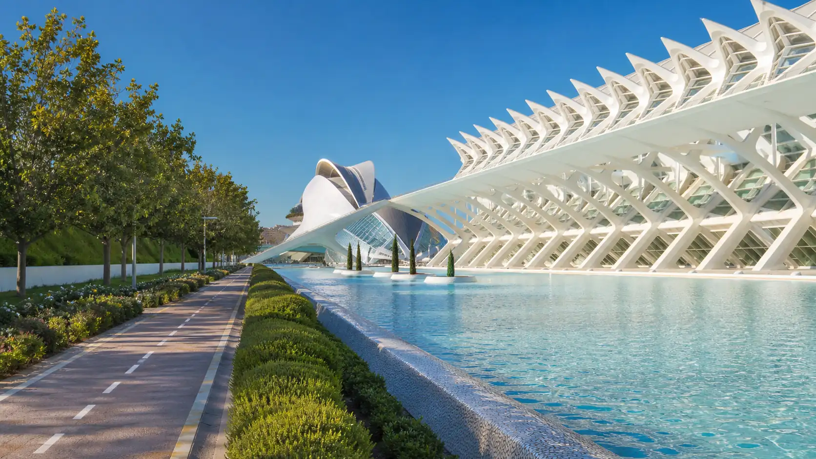 City of Arts and Sciences beside Turia Garden in Valencia City of Arts and Sciences beside Turia Garden in Valencia