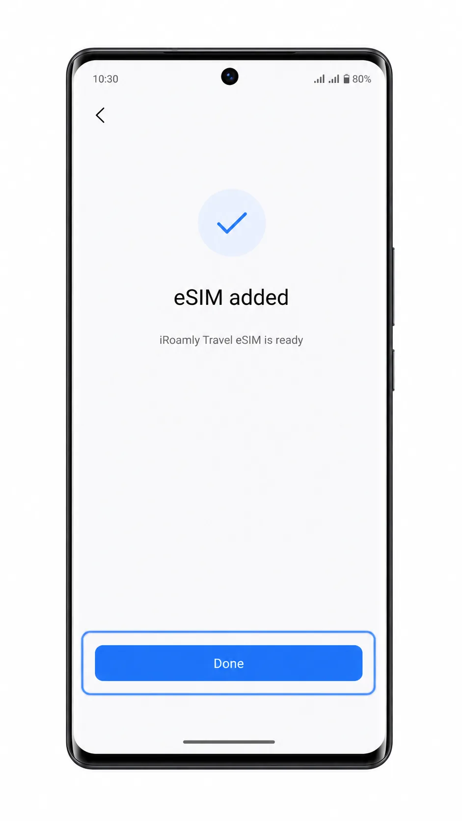 Vivo V29 Lite 5G eSIM installed screen showing Done highlighted