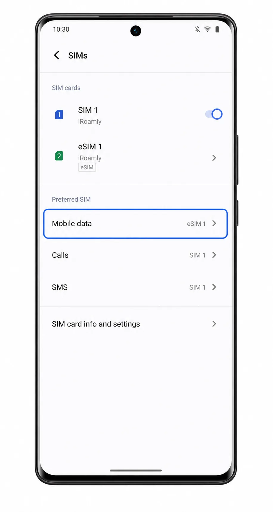Vivo V29 Lite 5G SIM settings screen showing Mobile data highlighted