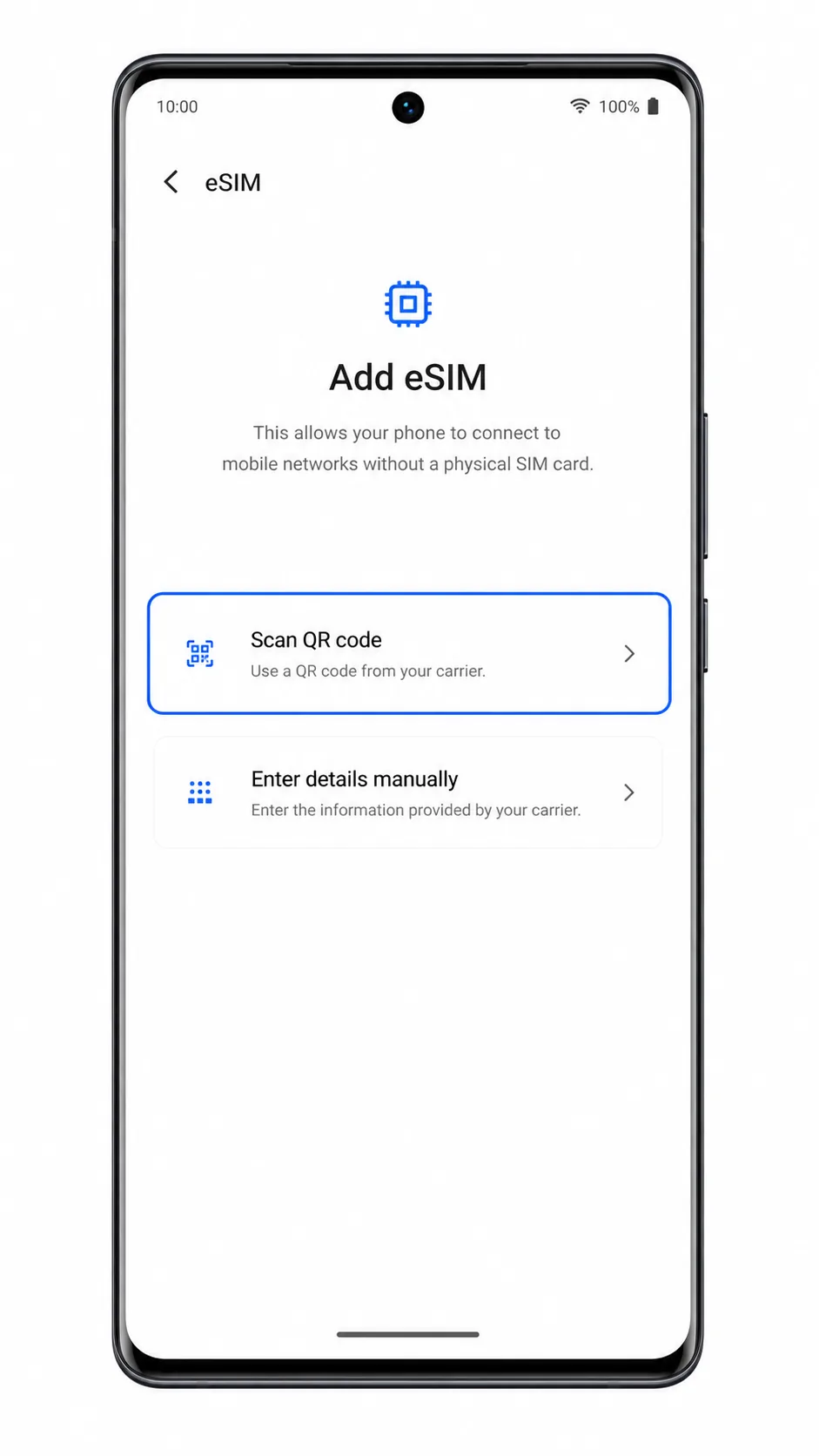 Vivo V29 Step 4: Add eSIM screen showing Scan QR code highlighted