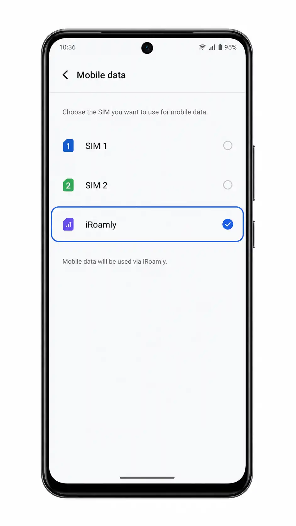 Vivo V40 SE Step 11: Choose iRoamly for mobile data